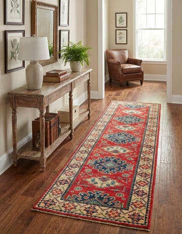 2' 9 x 9' 9 Hand Knotted Kazak Runner Rug