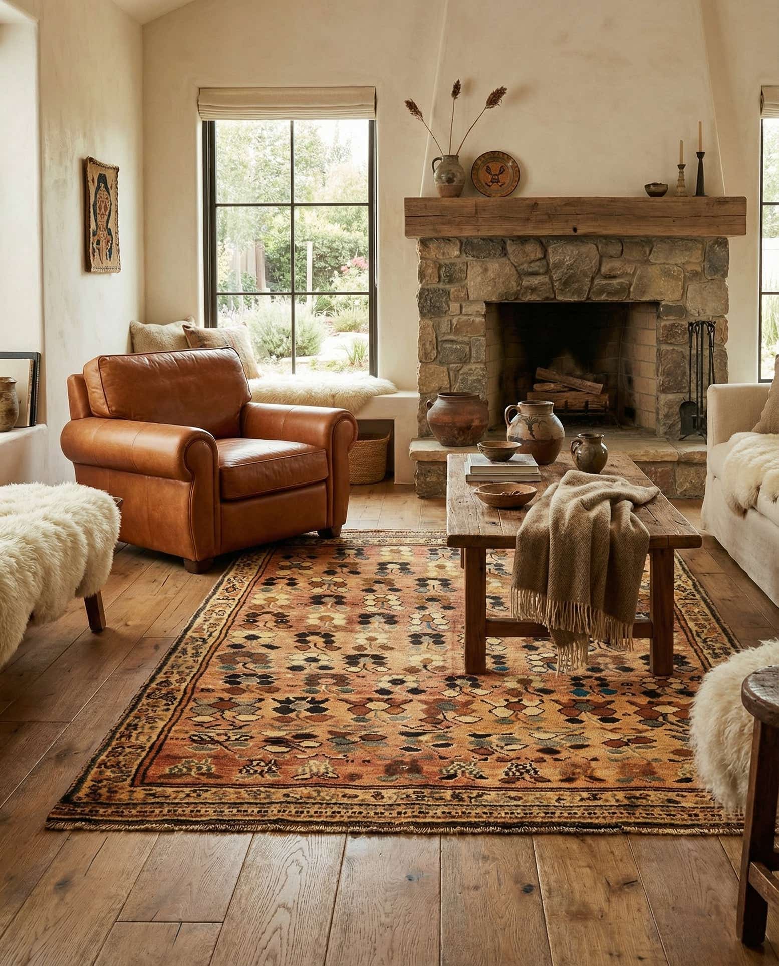 4' 11 x 7' 3 Gabbeh Wool Rug