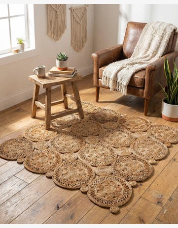 4' 1 x 4' 1 Handmade Braided Jute Square Rug