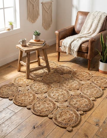 4' 1 x 4' 1 Handmade Braided Jute Square Rug