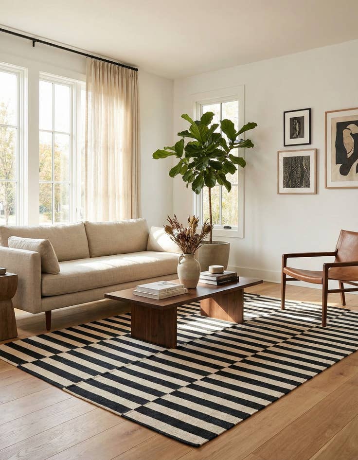 Detail image of 5' 2 x 6' 2  Hand Woven Kilim Modern Wool Rug