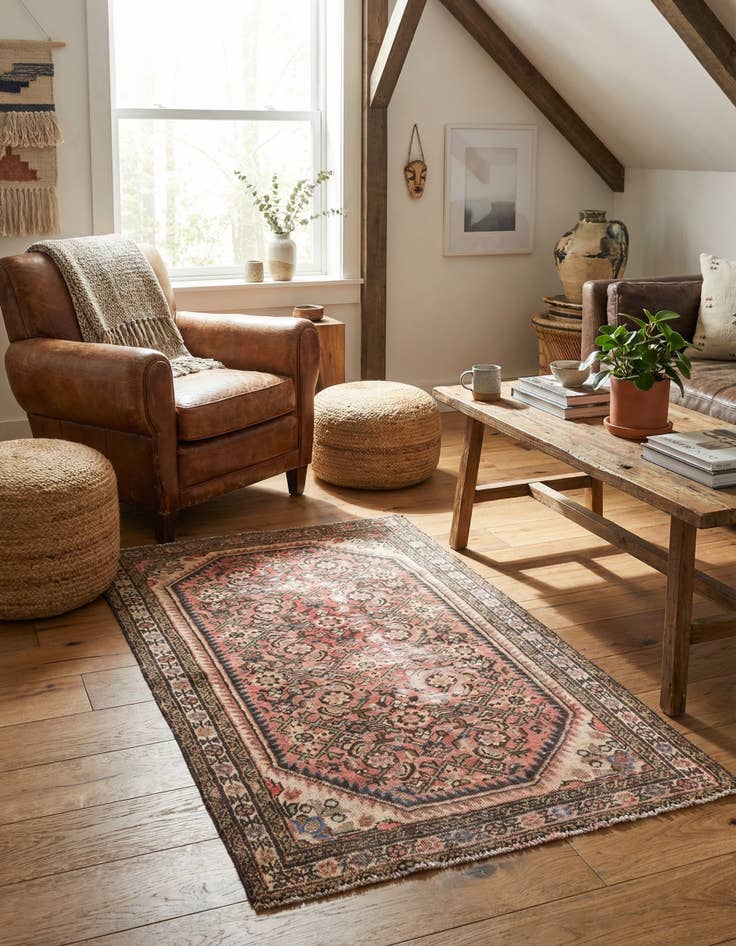 Detail image of 3' 2 x 5' 2  Hand Knotted Ultra Vintage Persian Wool Rug