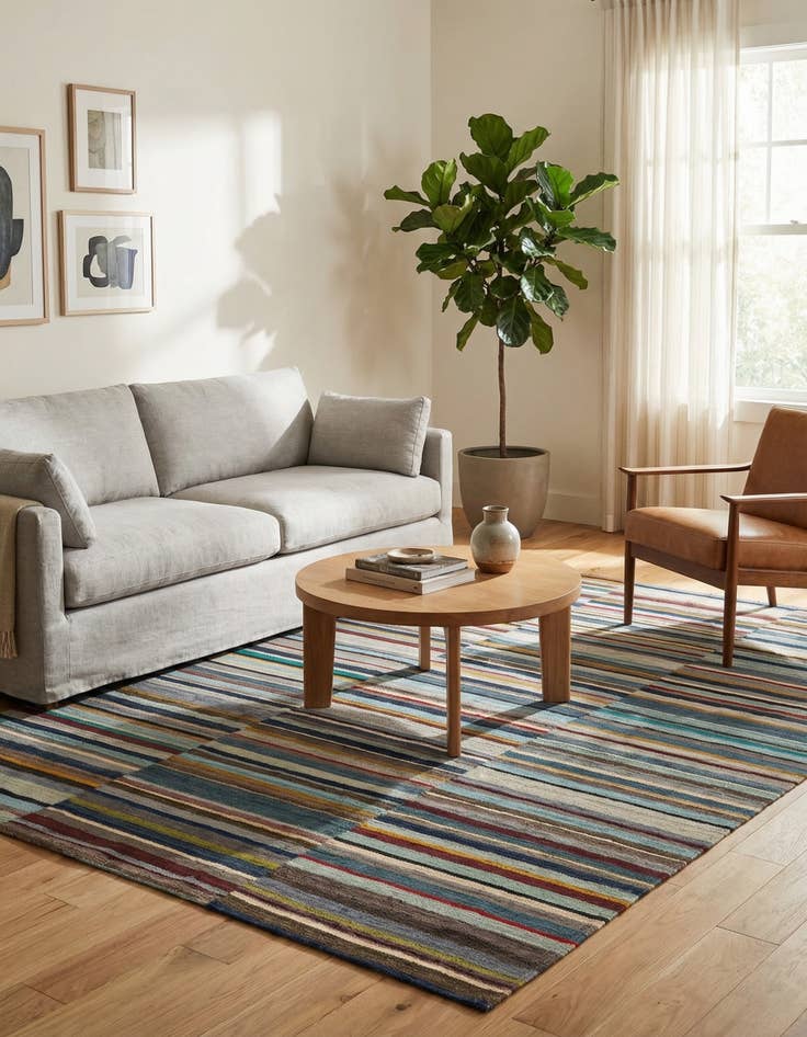 Detail image of 4' 8 x 6' 5  Hand Woven Kilim Modern Wool Rug