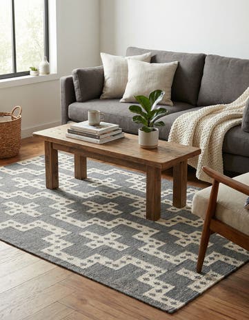 4' 2 x 6' 1 Hand Woven Kilim Wool Rug
