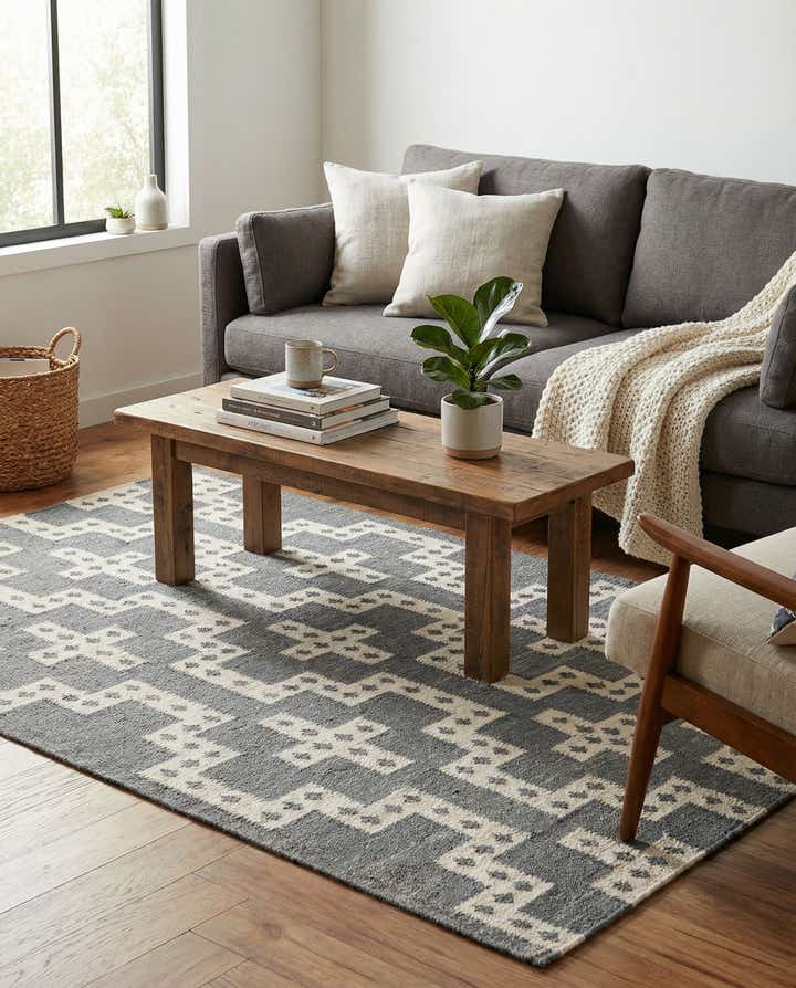 4' 2 x 6' 1 Hand Woven Kilim Wool Rug