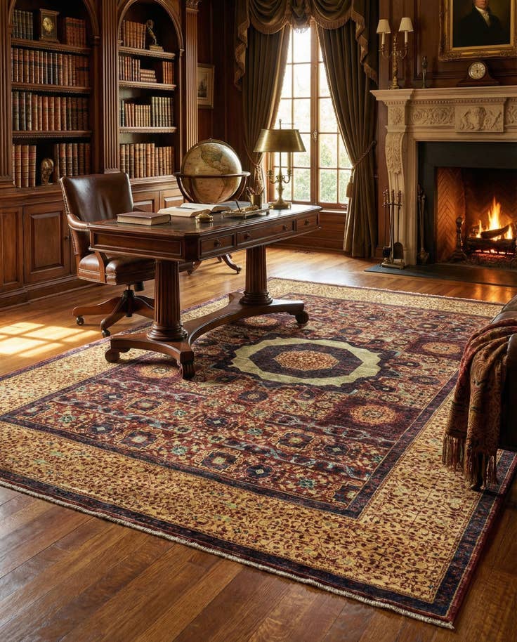 Detail image of 6' x 9' Hand Knotted Mamluk Ziegler Rug