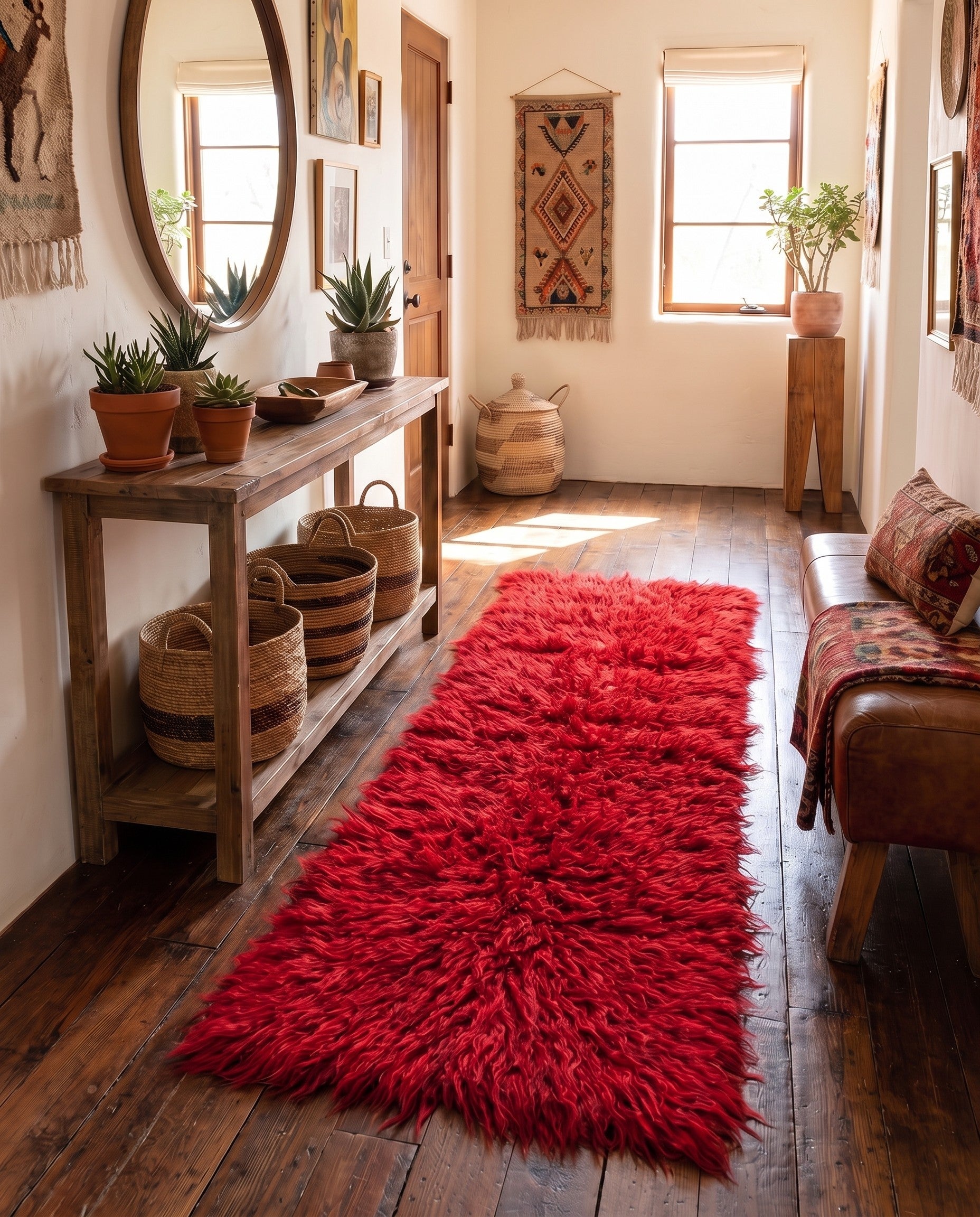 2' 2 x 5' 5 Hand Knotted Moroccan Wool Runner Rug