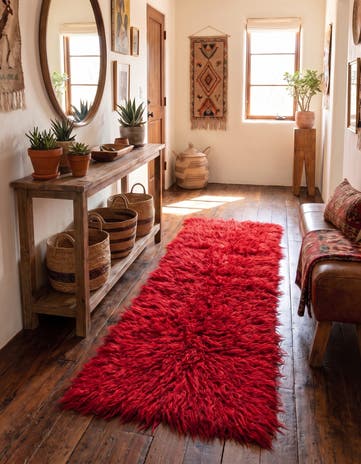 2' 2 x 5' 5 Hand Knotted Moroccan Wool Runner Rug