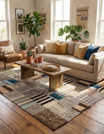 6' 7 x 9' 8 Hand Woven Kilim Patchwork Wool Rug