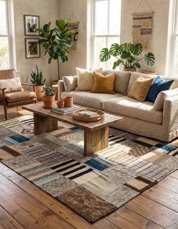 6' 7 x 9' 8 Hand Woven Kilim Patchwork Wool Rug