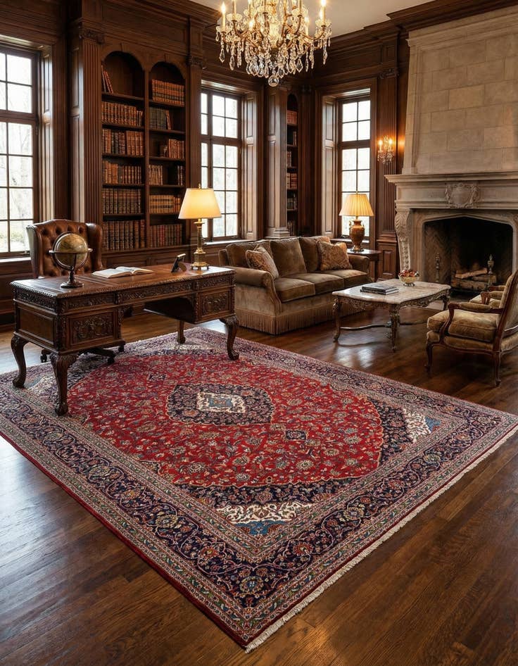 Detail image of 11' 8 x 15' 10 Kashan Wool Rug