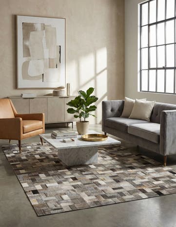 4' 11 x 7' 11 Cowhide Stocks Rug