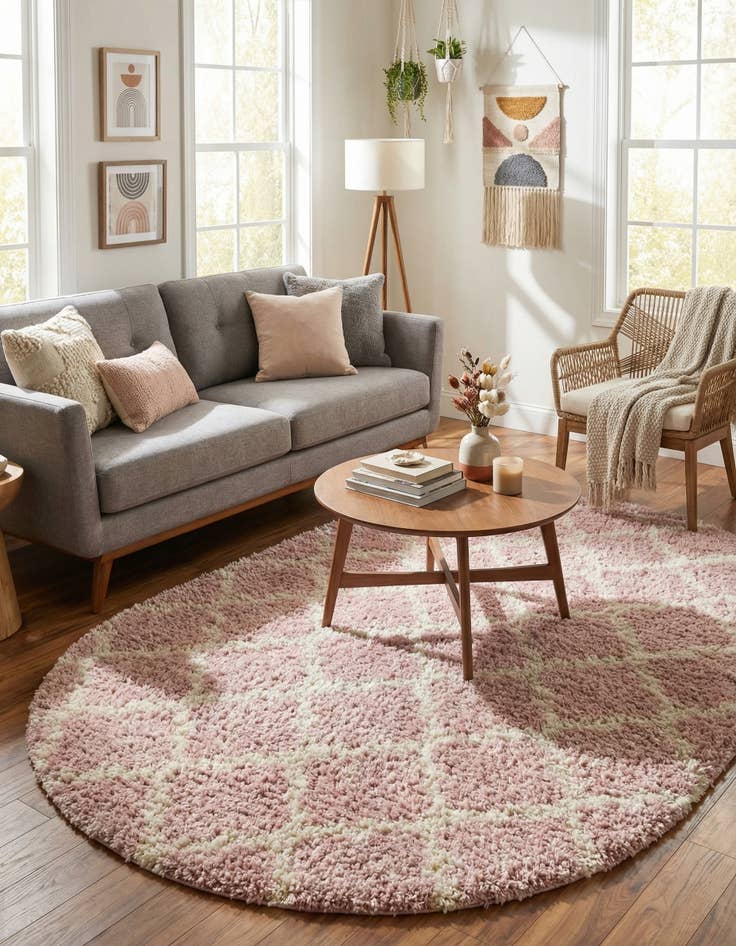 Detail image of 7' 10 x 10' Moroccan Trellis Shag Oval Rug