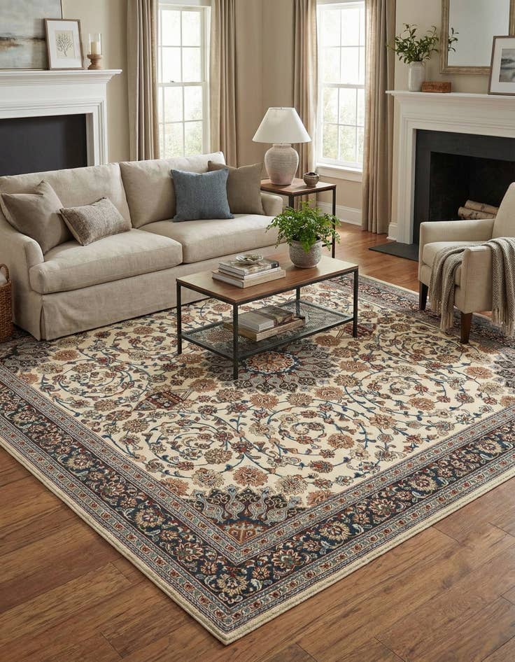 Detail image of 10' x 10'  Washable Traditional Indoor / Outdoor Square Rug