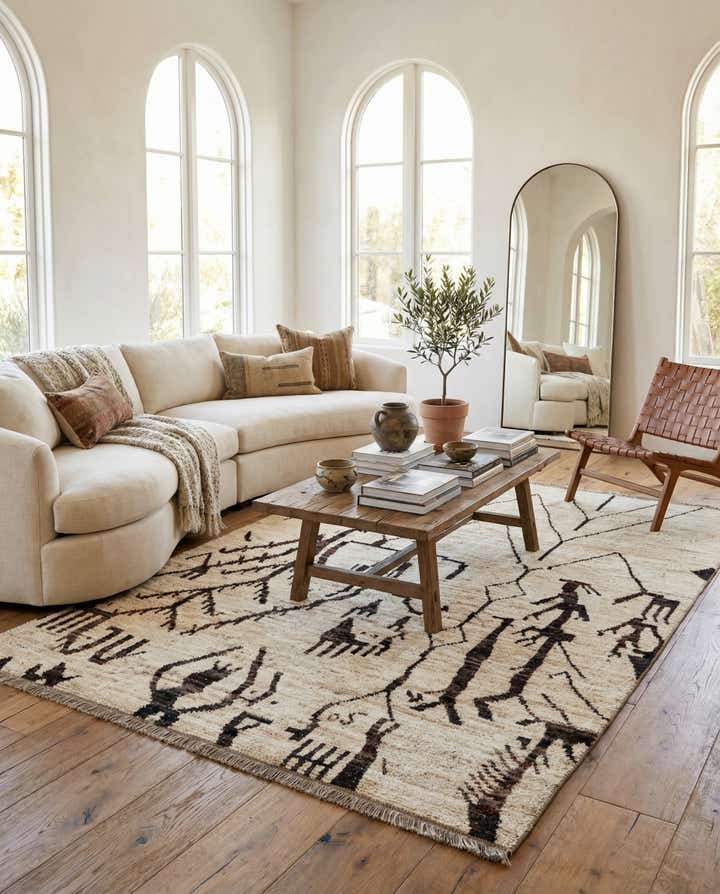 6' 7 x 9' 4 Hand Knotted Moroccan Wool Rug