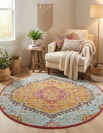 Gold Santiago Round Rug