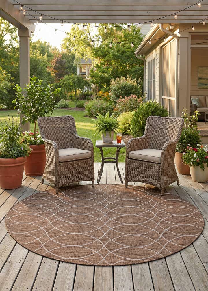 10' x 10' Easy-Clean Trellis Indoor / Outdoor Round Rug