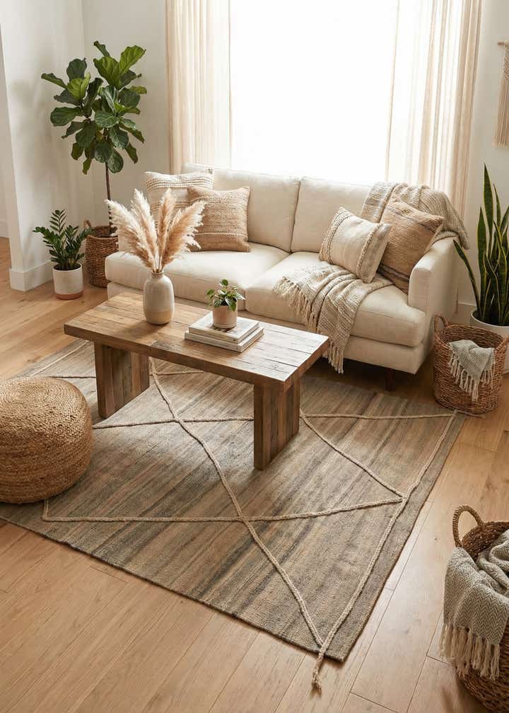 4' 5 x 6' Hand Knotted Moroccan Wool Rug