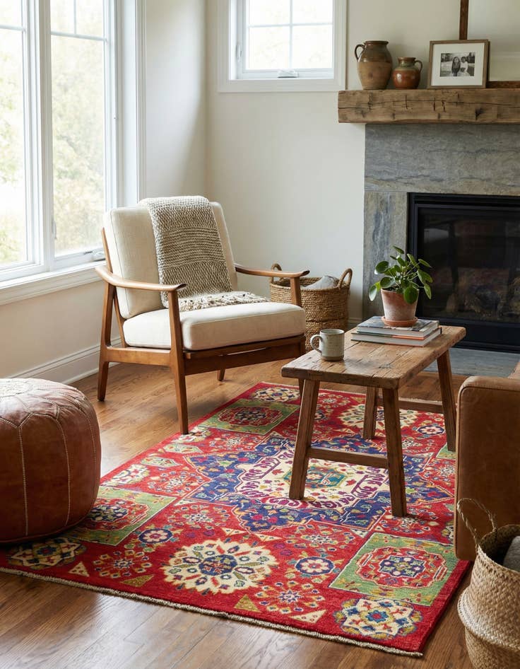 Detail image of  4' 1 x 6' 1  Hand Knotted Kazak Rug