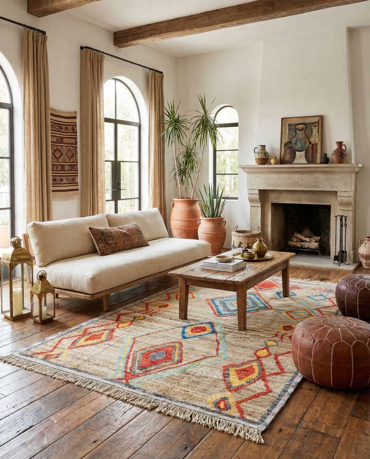 6' x 9' 5 Hand Knotted Moroccan Wool Rug