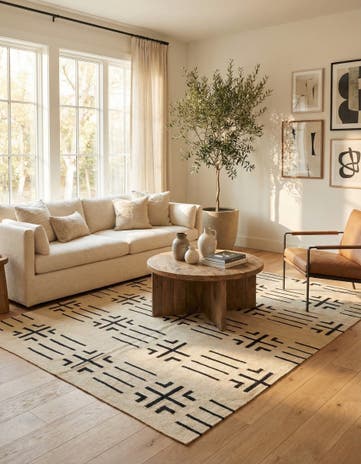 5' 2 x 6' 5 Hand Woven Kilim Modern Wool Rug