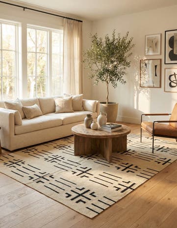 5' 2 x 6' 5 Hand Woven Kilim Modern Wool Rug