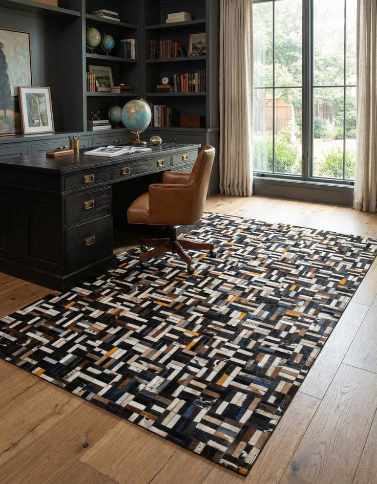 Detail image of  5' 1 x 8' 1 Cowhide - Patchwork Rug