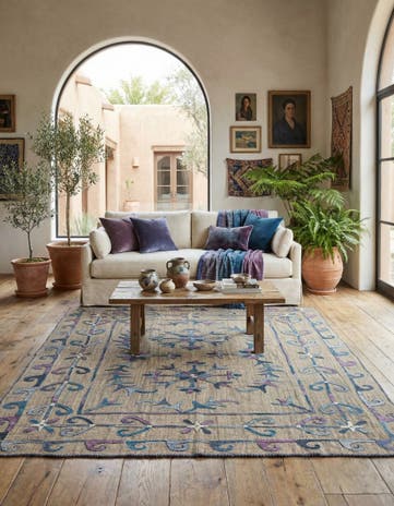 5' 7 x 7' 2 Hand Woven Kilim Suzani Wool Rug