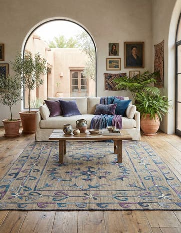 5' 7 x 7' 2 Hand Woven Kilim Suzani Wool Rug