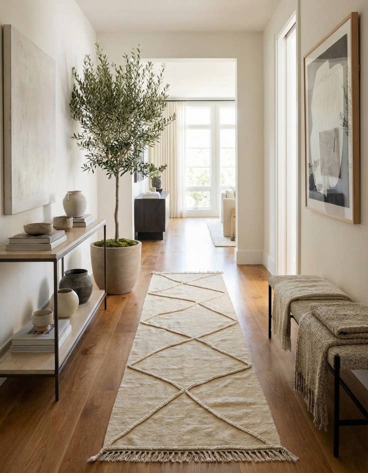 Detail image of 3' 4 x 9' 10  Hand Woven Kilim Modern Wool Runner Rug