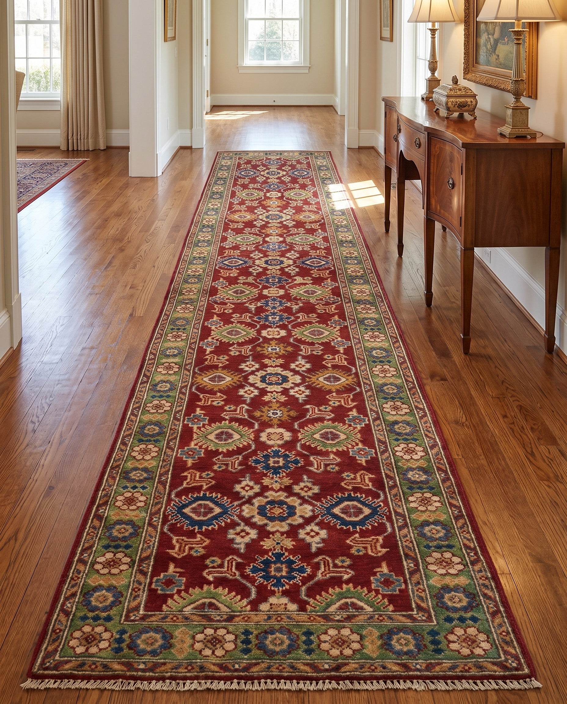 2' 7 x 13' 3 Hand Knotted Kazak Runner Rug