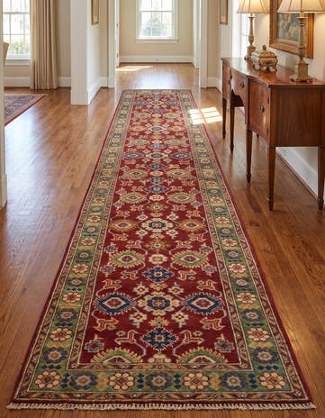 2' 7 x 13' 3 Hand Knotted Kazak Runner Rug