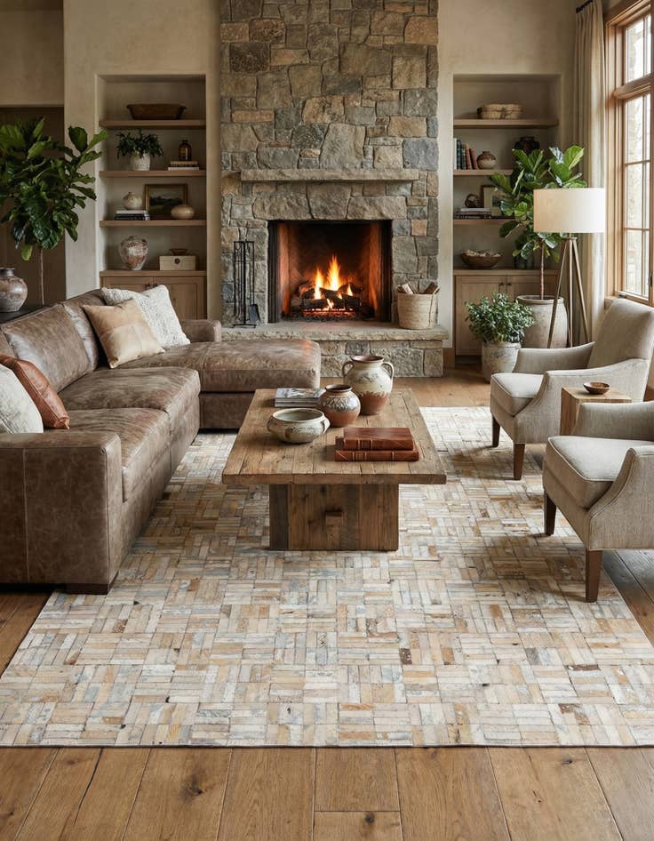 Detail image of 5' x 7' 10 Cowhide - Patchwork Rug