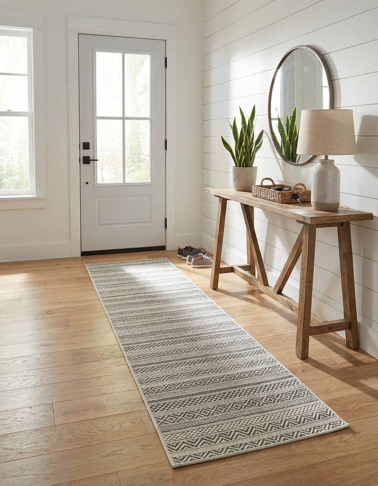 Detail image of 2' x 8'  Washable Striped Indoor / Outdoor Runner Rug