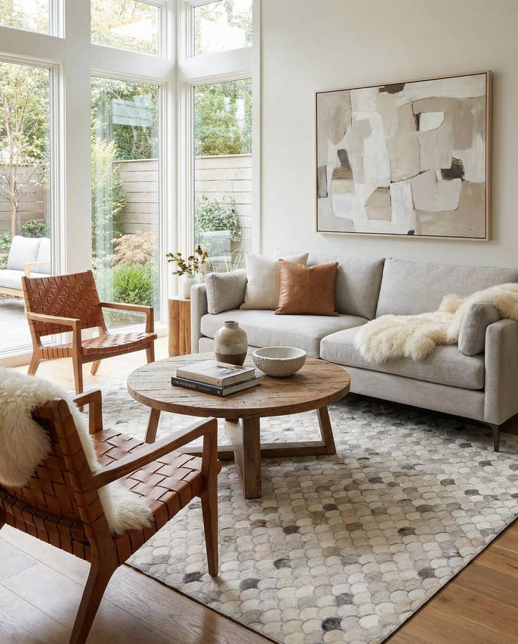 Detail image of 5' x 8' Cowhide Leather Rug