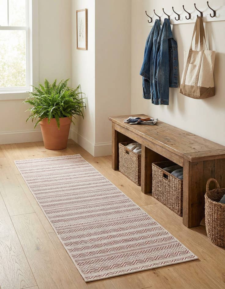 Detail image of 2' x 8'  Washable Striped Indoor / Outdoor Runner Rug