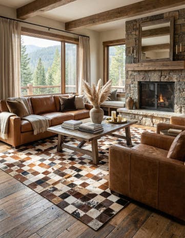 5' x 7' 10 Cowhide Leather Rug