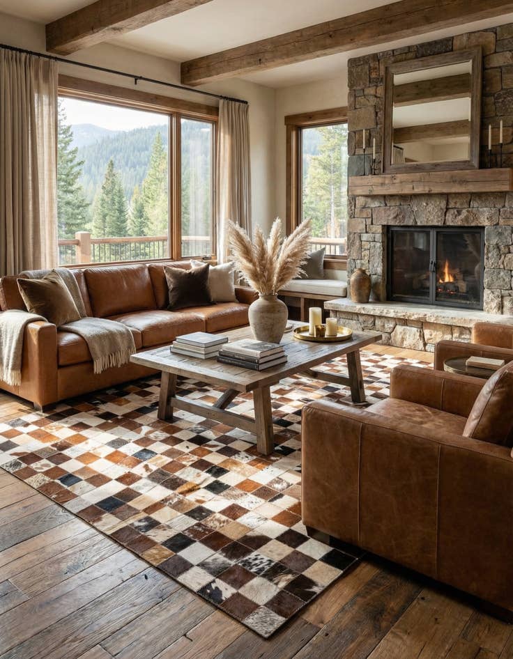 Detail image of 5' x 7' 10 Cowhide Leather Rug