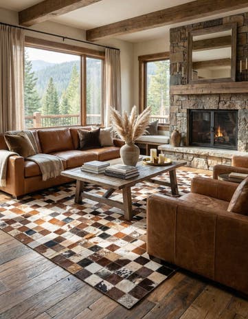 5' x 7' 10 Cowhide Leather Rug