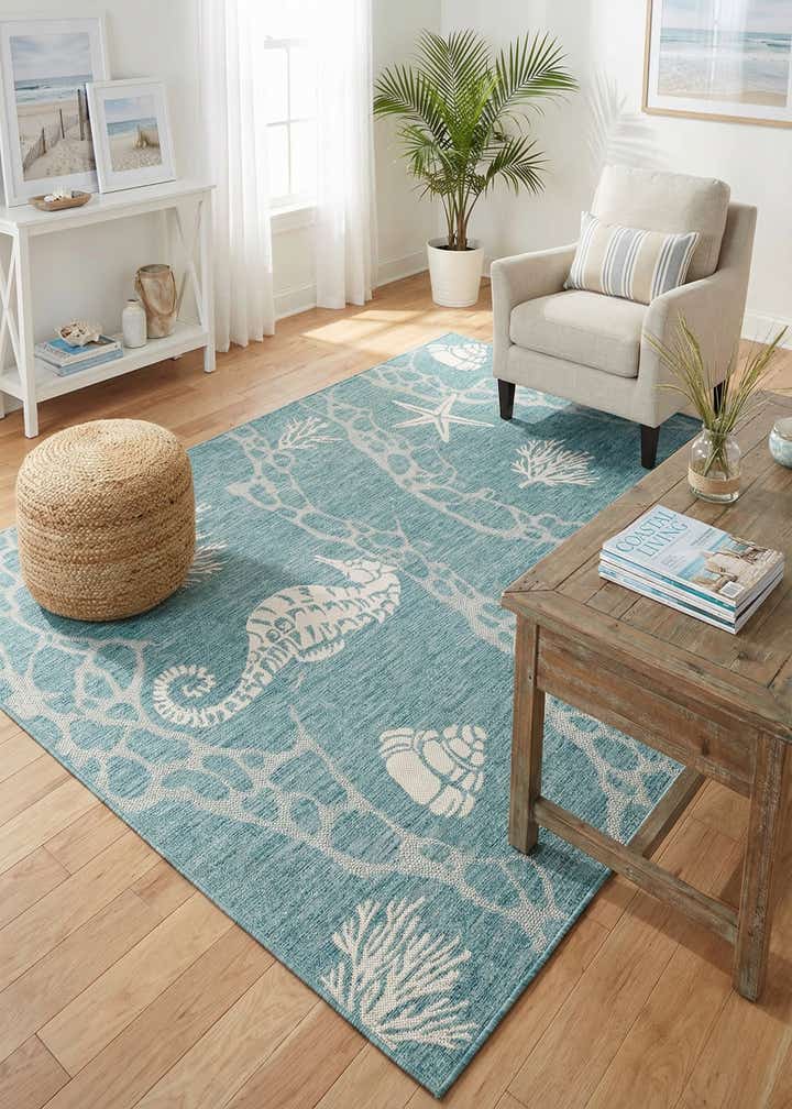 6' x 9' Easy-Clean Coastal Indoor / Outdoor Rug