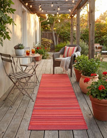 Red Easy-Clean Vista Breeze Indoor / Outdoor Runner Rug