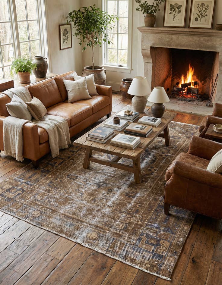 Detail image of 4' 2 x 5' 6  Hand Knotted Ultra Vintage Persian Wool Rug