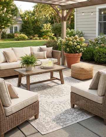 6' x 9' Easy-Clean Traditional Indoor / Outdoor Rug