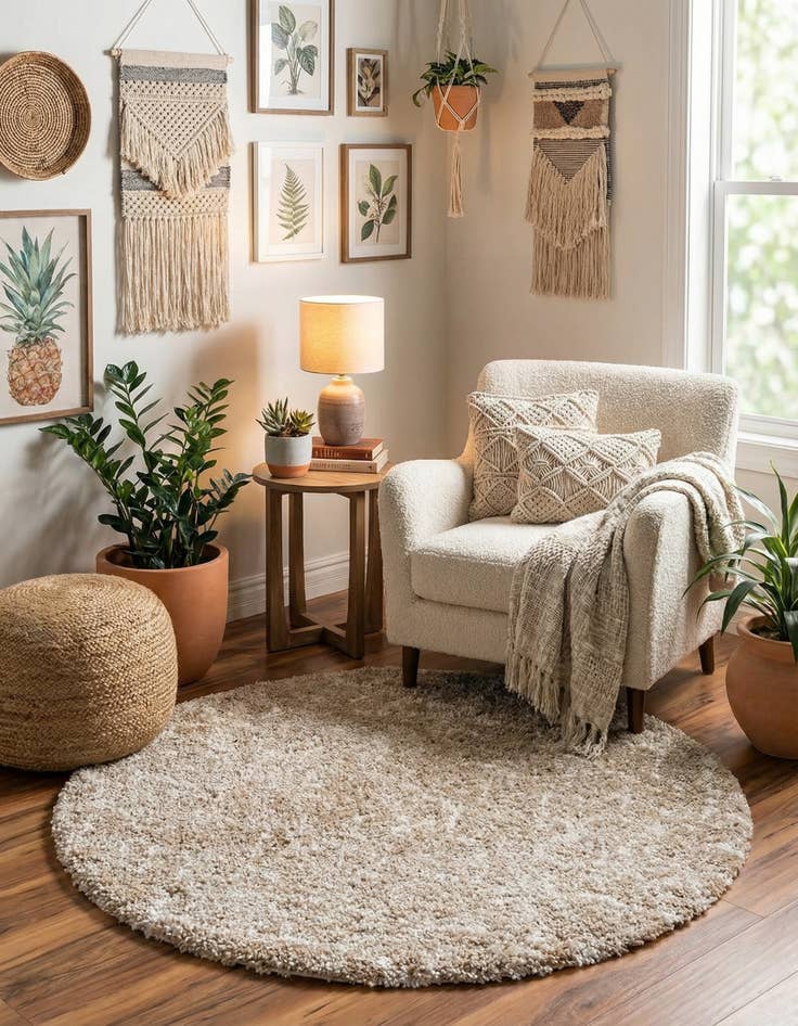 Detail image of  5' x 5' Moroccan Shag Round Rug