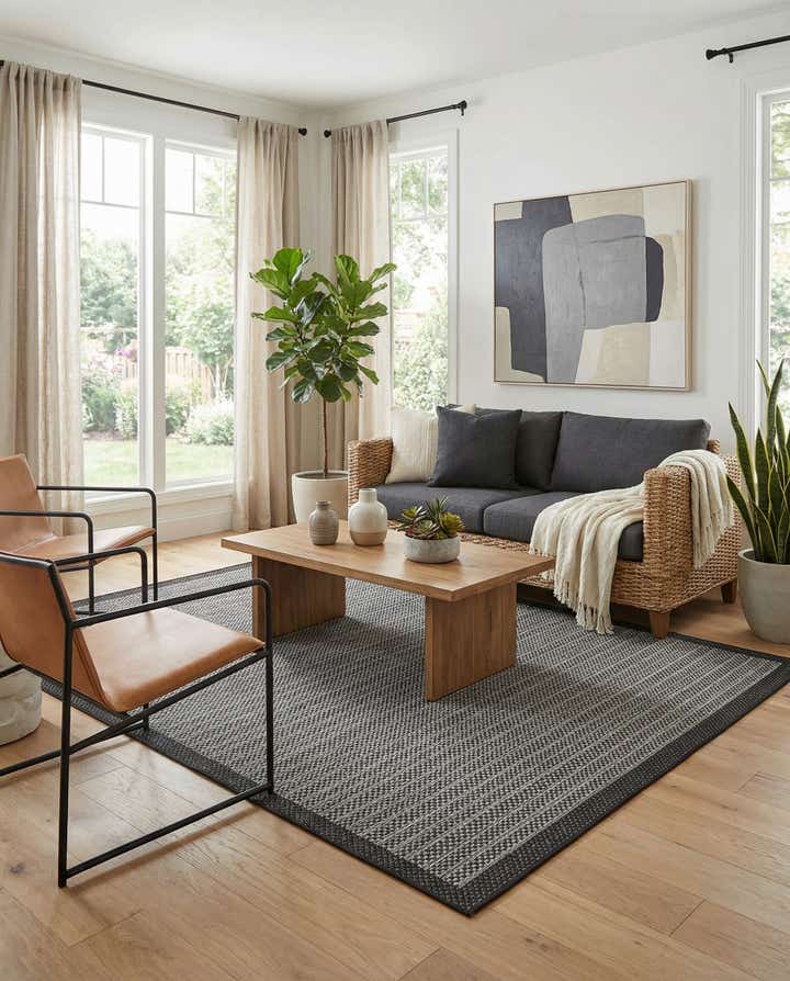 7' x 10' Easy-Clean Border Indoor / Outdoor Rug