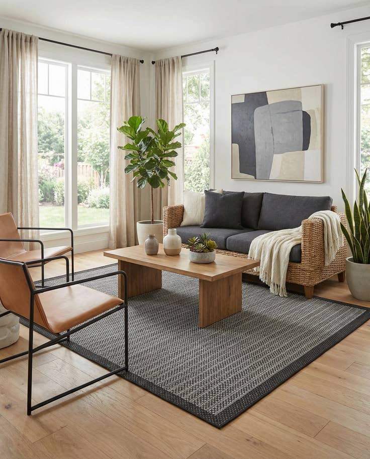 Detail image of 7' x 10' Easy-Clean Border Indoor / Outdoor Rug