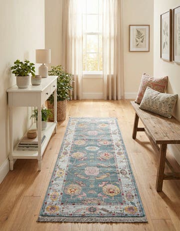 Gray and Blue Paragon Runner Rug