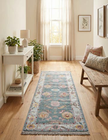 Gray and Blue Paragon Runner Rug