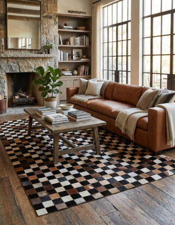 5' x 8' Cowhide Leather Rug