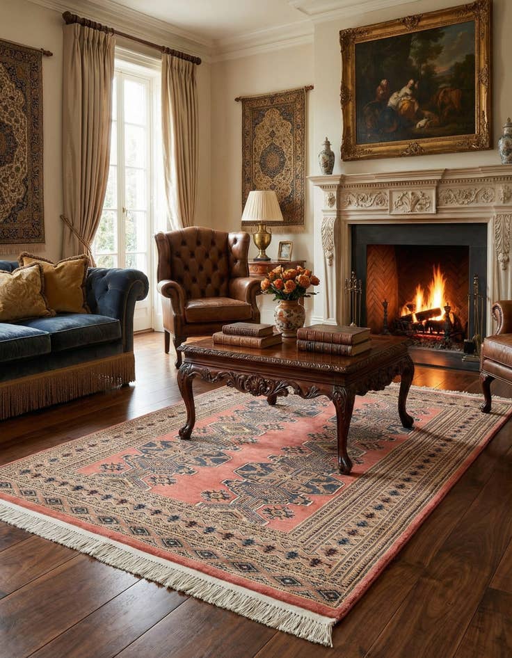 Detail image of  4' 3 x 6' 2  Hand Knotted Bokhara Oriental Rug